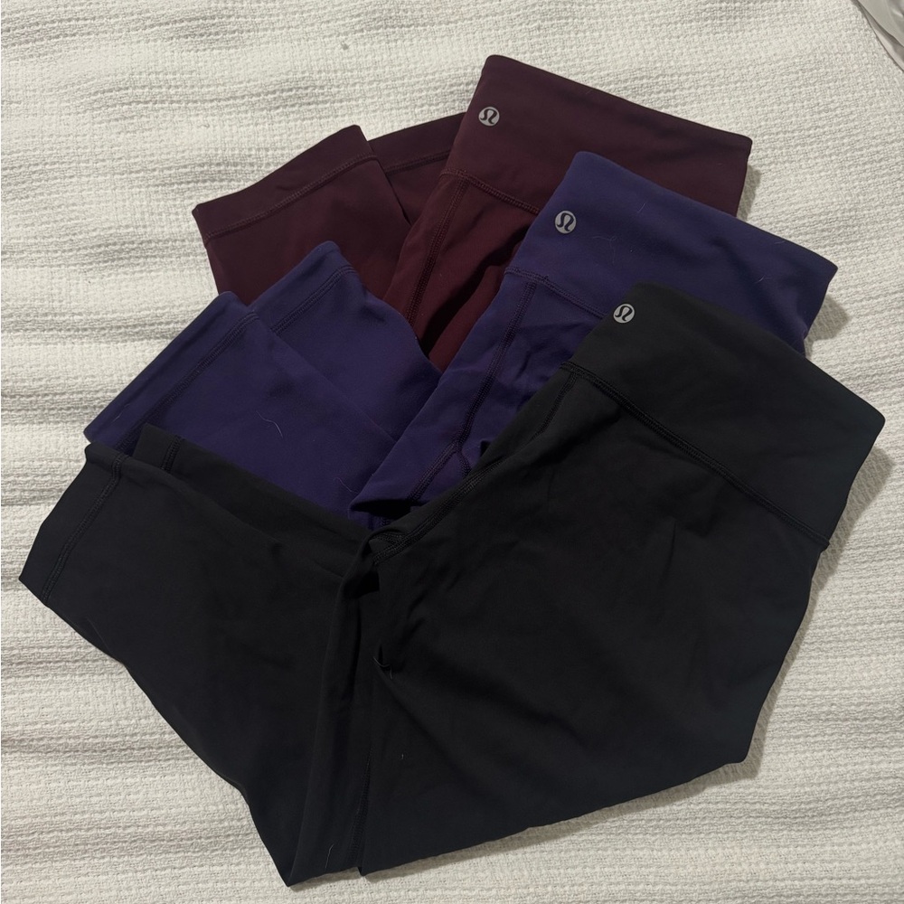 Lululemon cropped Leggings - Black, Purple, Burgundy